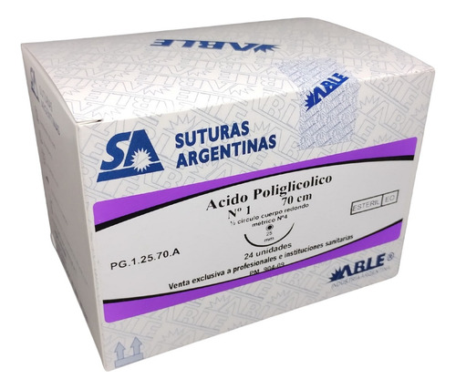 Vicryl Pga 1 -ag De 25 Mm 1/2 Círc Redondo De 70 Cm Able