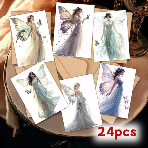 Juego De 24 Tarjetas De Felicitación De Hadas Con Sobre For