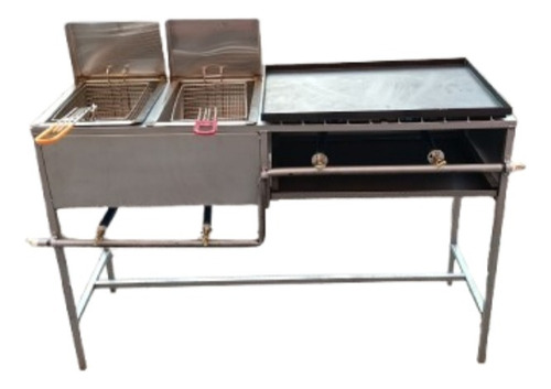 Parrilla 2 Freidoras Y Comal 60*40cm Gris