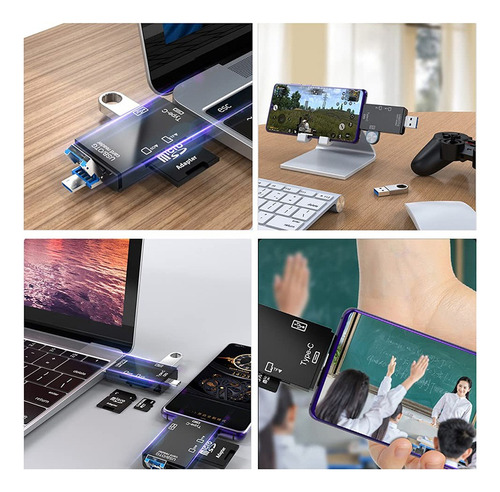 Lector 6 En 1 Usb-c Tf Sd Microsd Otg Adaptador Celulares Pc