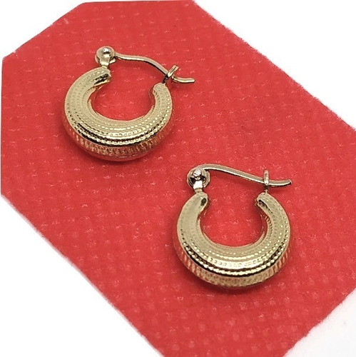 Par Aretes Candongas Oro Corrugadas  Diseño Exc Azucar 00218