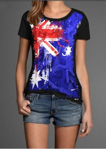 Blusa Fem. 5%off Bandeira Da Australia Insana Linda Top