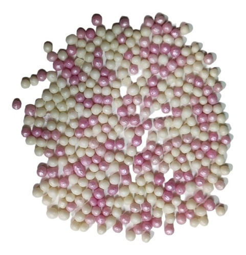 Mostacilla Comestible Cereal Perlas Rosado Y Blanco 500grs