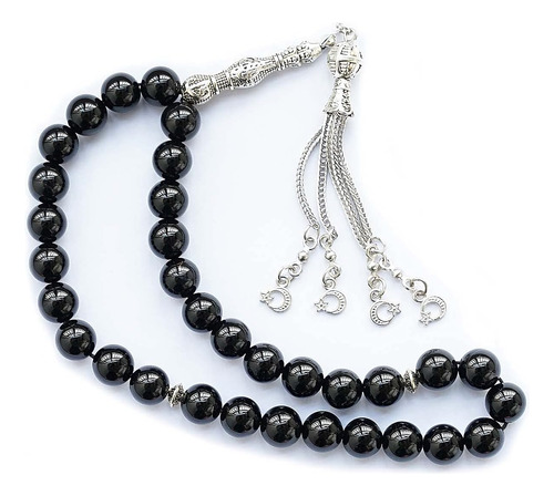 Cuentas De Oración Tasbih De 10 Mm Piedra De Ágata Negra Nat