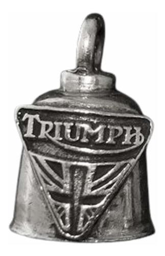 Pewter Motorcycle Gremlin Bell Triumph Triangle Cross Logo .
