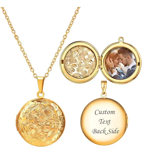 U7 Collares Con Colgante Con Medallón Con Foto Grabada En Or