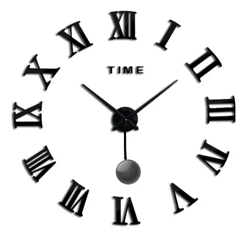 Reloj 3d Grande Con Pendulo Diseño Numeros  Romano