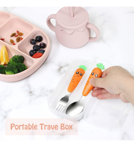Ginbear Utensilios Para Niños Con Estuche, Cucharas Y Tenedo