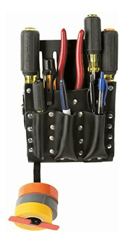 Klein Tools 5190 Tool Pouch, Leather, 10-pockets, Tape Thong