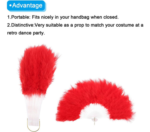 Mecanixity Feather Hand Fan Red Vintage Fan Fan Fan Fan Hand