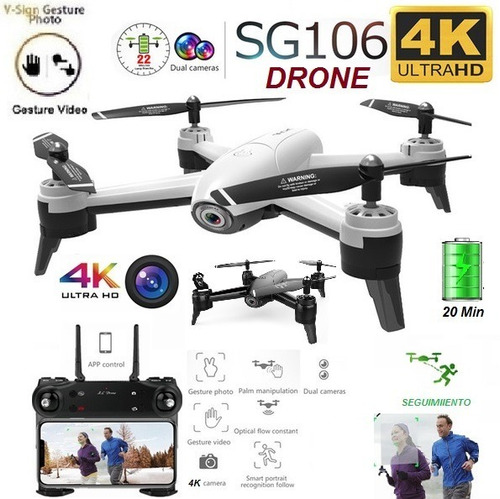 Drone Sg106 Dual Camara 4k 20 Min Sensor Optico 100met Wifi 