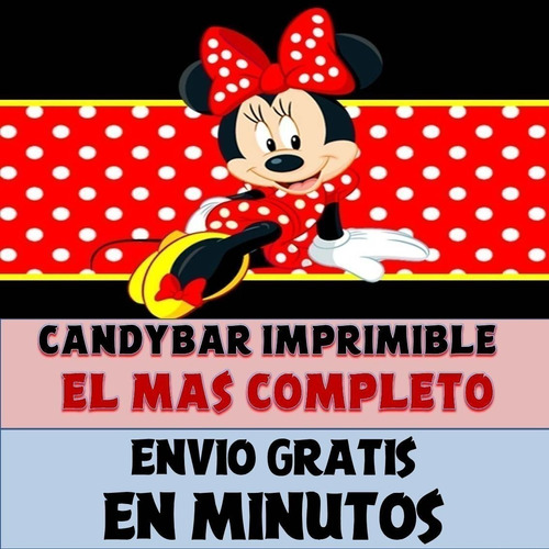 Kit Imprimible Candy Bar Minnie Roja El Mas Completo