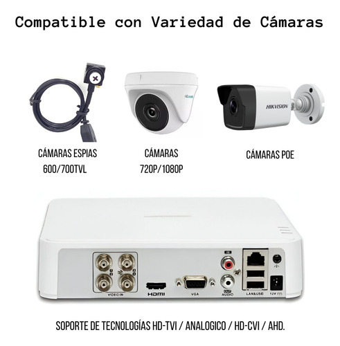 Dvr Hikvision Turbo Hd 4 Canales Tvi Ahd Ds-7104hghi-f1 P2p
