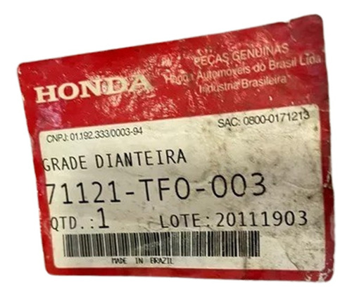 Rejilla Superior Delantera Honda Fit 09/12 Original