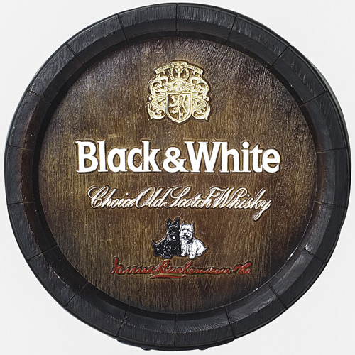 Barril De Parede Fibra Kg Decoração - Black White Whisky