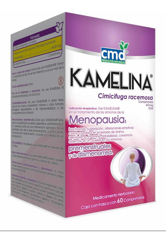 Imagen 2 de 4 de Kamelina Frasco C/60 Menopausia (cimicifuga Racemosa)