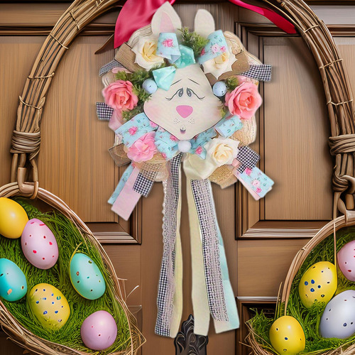 Adorno Colgante De Corona De Conejo De Pascua, Decoración
