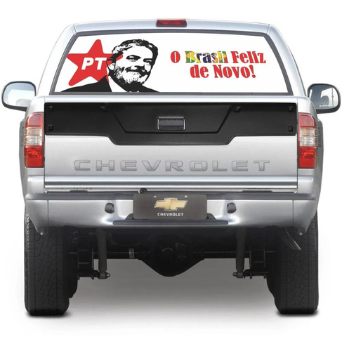 Imagem 4 de 7 de Adesivo Perfurado Vidro Traseiro Carro Lula 2022 Pt Pickup 2