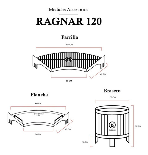 Imagen 3 de 9 de Asador Parrilla De Pie Fuegosjl Ragnar 1,2 Mts Stm Home