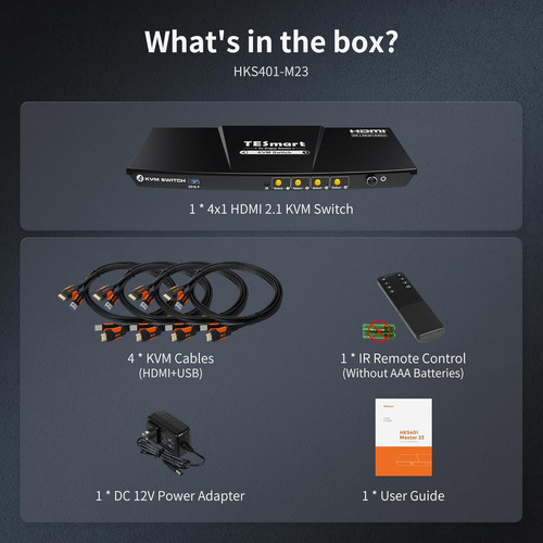 Conmutador Kvm Tesmart 8k @60hz Hdmi, 1 Monitor, 4 Ordenador