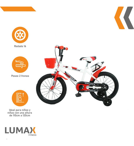 Bicicleta Infantil Rodada 16 C/ Llantas Entrenadoras Canasto