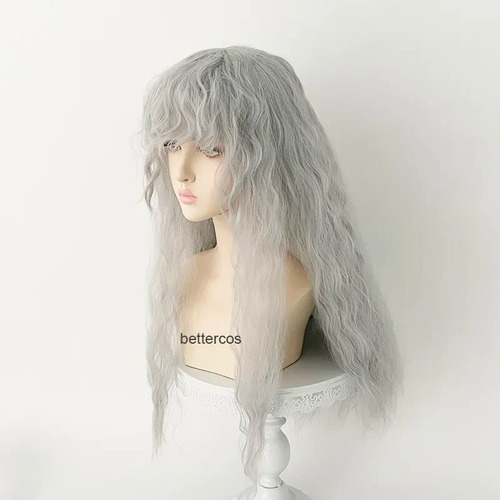 Peluca De Cosplay Berserk Griffith, Gris Claro, Rizada, Ondu