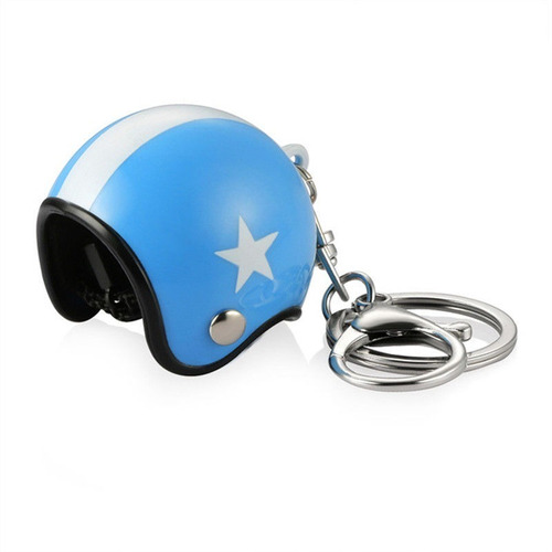 Llavero Casco Moto Tipo Jet Cafe Racer Miniatura Azul