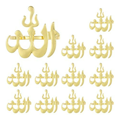 Anillos Servilleta Oro Allah, Set 12, Decoración Mesa Profes