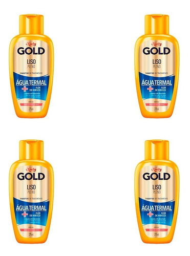 Kit 4 Und Shampoo Niely Gold Liso Pleno Água Termal 275ml