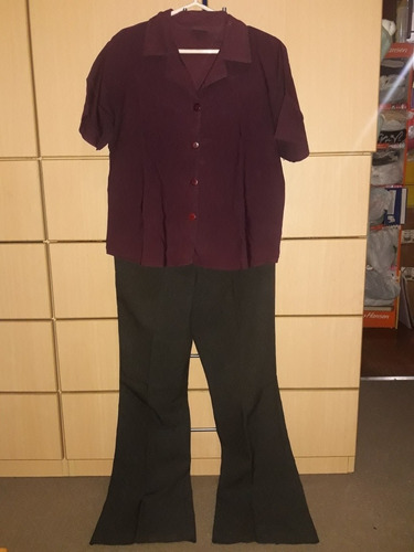 Conjunto Dama Talla M/l Usado Blusa Morada Pantalon 2x1