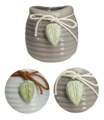Macetero De Ceramica Con Lazo Pack De 2