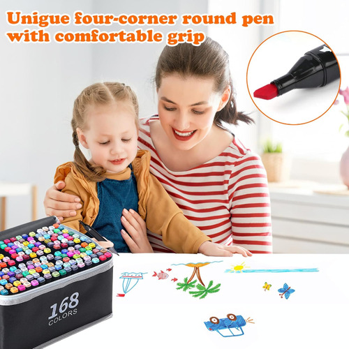 Juego De 168 Rotuladores De Doble Punta, Juego Multicolor