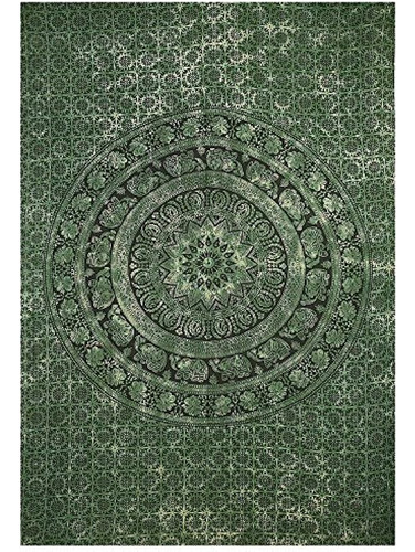 World Wide Kart Verde Oliva Tie Dye Twin Tapestry Hippie Wal