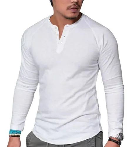 Playera Manga Larga para Hombre de Algodón en Blanco Mangas Coloridas  10pcs/pack Mex.$4,665