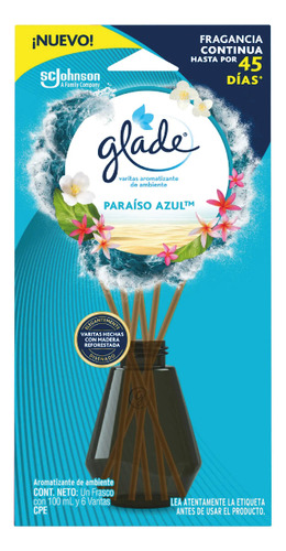 Glade - Varitas Aromatizante De Ambientes / Paraiso Azul