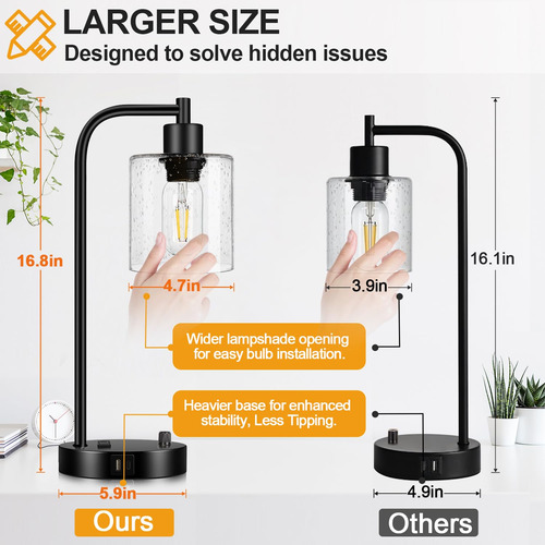 Set De 2 Lámparas De Mesa Con Centro De Carga