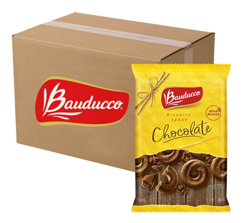 Biscoito Bolacha Bauducco Chocolate 24 Pacotes 335g