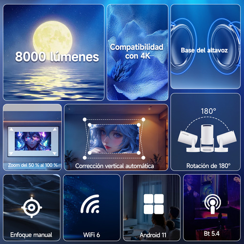 Mini Projector Magcubic Hy300 Pro+ Bt Wifi Portable Smart Tv