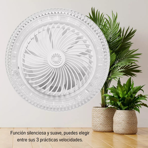 Foco Led 35w Lampara Moreka Fs-136 Ventilador Blanco Frio Natural Calido Efecto Cristal Con Control Dimeable Silencioso 3 Velocidades