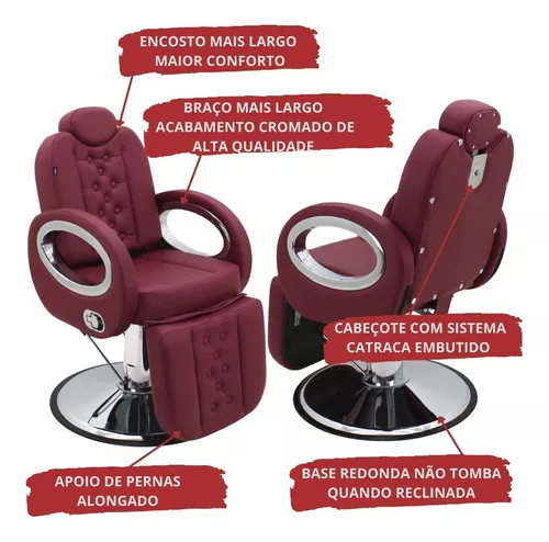 Cadeira de Barbeiro Barber London Base Cromada