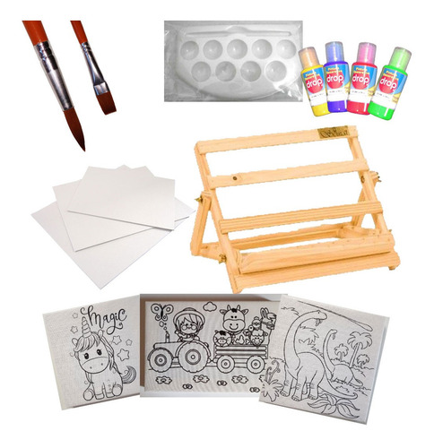 Kit Artístico Para Niños Atril Con Posa Libro De Madera