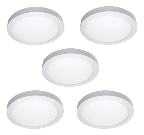 Paquete 5 Lamparas Led 12w Sobreponer L/bca Plafon Tianlai