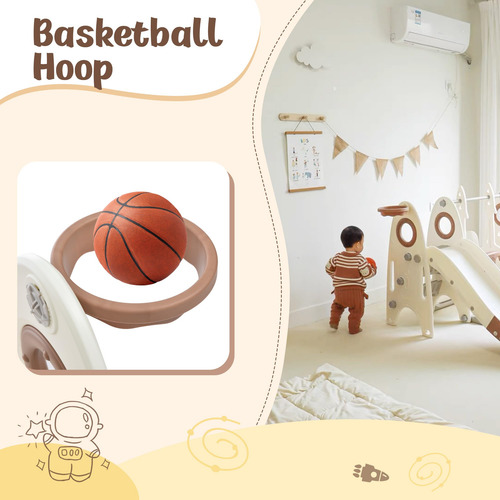 Juego Tobogán Columpio Escalador Baloncesto Combinación Bebé