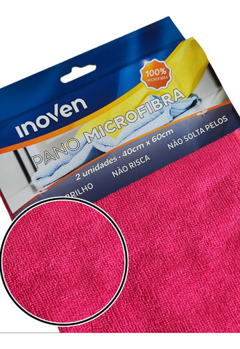 2 Panos Microfibra Flanela Limpa Vidro Carro 40x60cm full Cor Pink