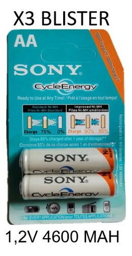 Baterias Recargables Aa Sony (6 Pilas) 1.2v 4600 Mah