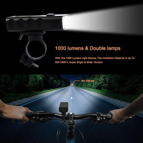 Lámpara Led T6 1000 Lm Impermeable Para Bicicleta 2 Kit