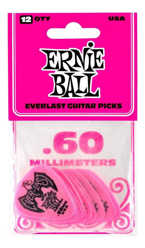 Kit Pacote 12 Peças Palheta Ernie Ball Everlast 0,60mm