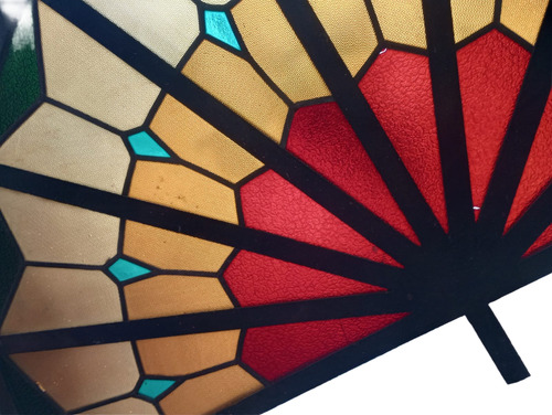 Ventana Fija De Hierro Con Vitral Antiguo (Reacondicionado)