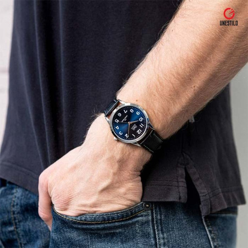 Reloj Q &q Cuero Hombre Elegante Casual Negro Clasico Qq