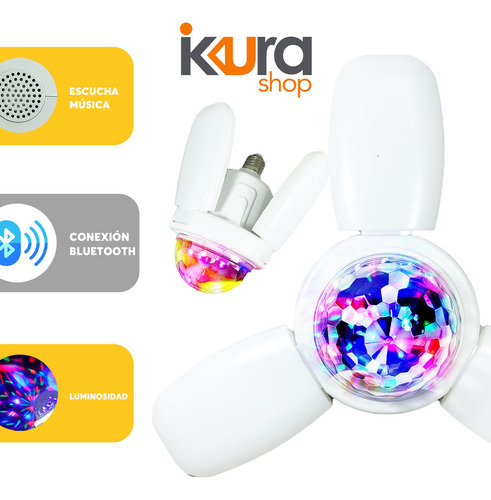 Foco Lámpara Con Bocina Led Rgb 3 Aspas 20w Mavrik 14207